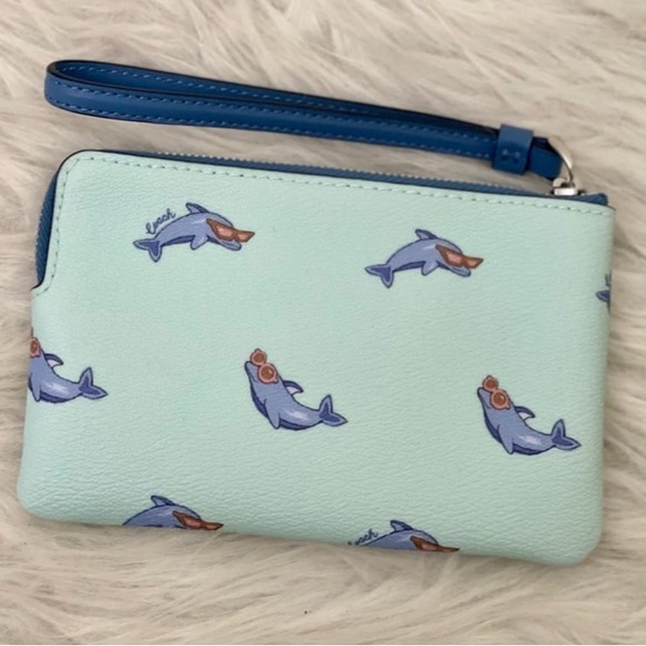 Coach Aqua Wristlet with Shark Design - Picture 2 of 3